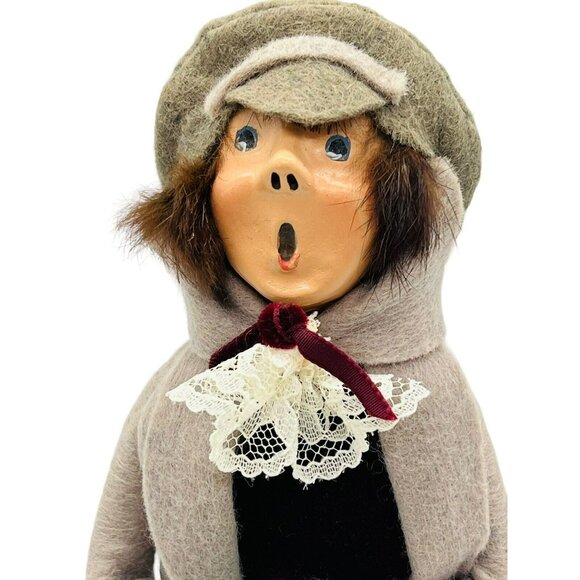 Byers Choice Man with Small Tree Tan Jacket Hat Checked Pants 1985 Bumpy Base - Picture 2 of 11